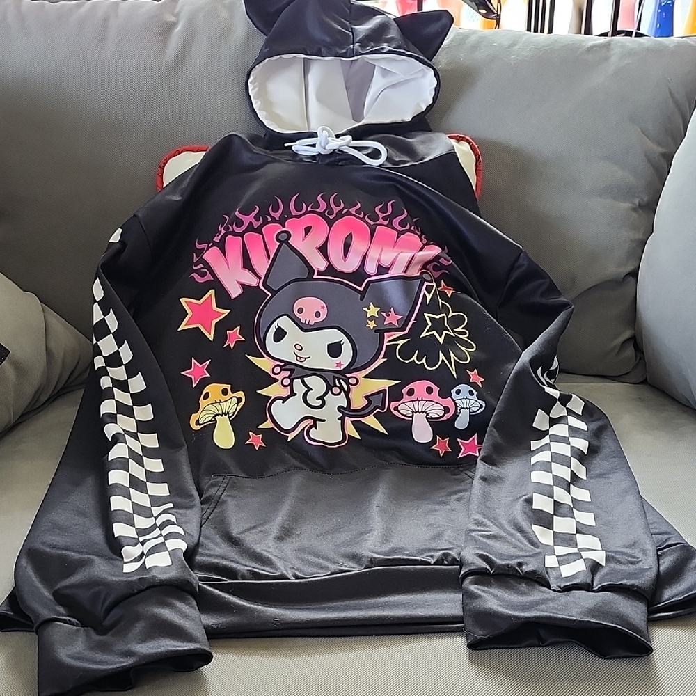 Womens Hoodie - Black and Pink
